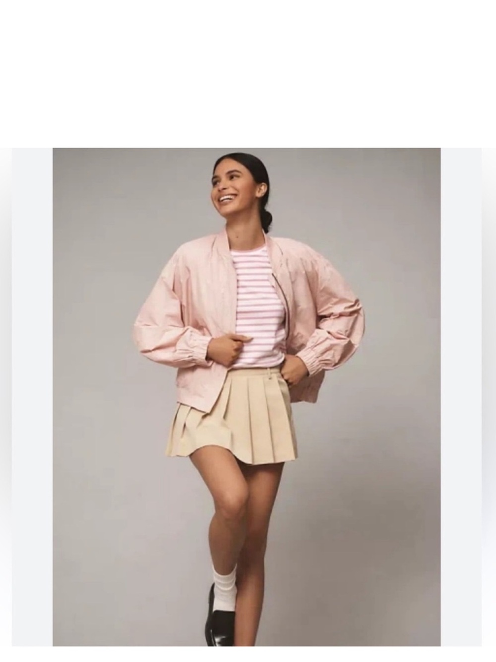 Maeve Light Pink Bomber Jacket